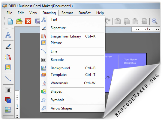business card maker software generate and print bar code label images