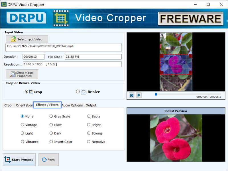 Screenshot of Download Freeware Video Cropping Tool