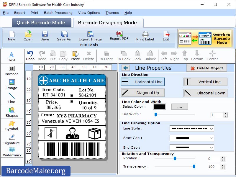 Medical Barcodes Generator screen shot