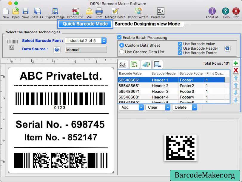 Screenshot of Free Barcode Maker