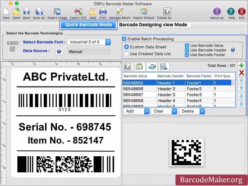 Screenshot of Mac OS Barcode Creator