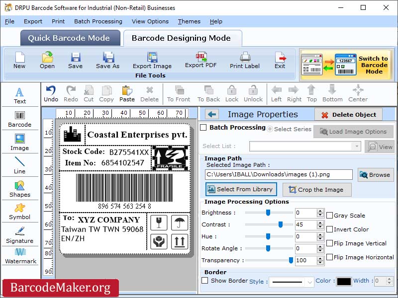 Screenshot of Warehouse Barcode Maker