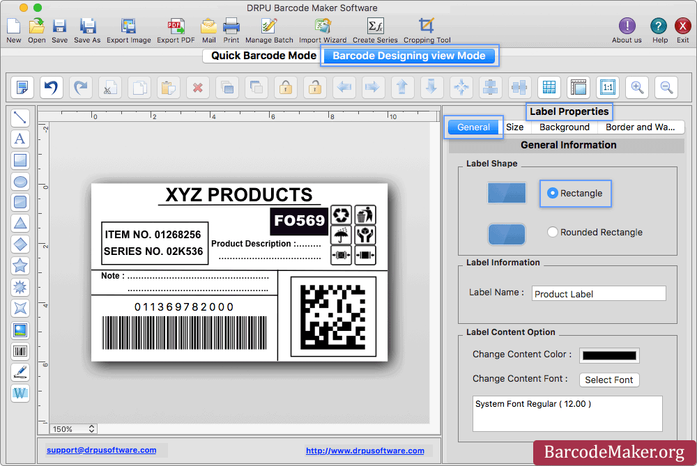 Label properties