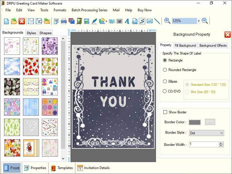 Screenshot of Windows Greeting Card Maker Application