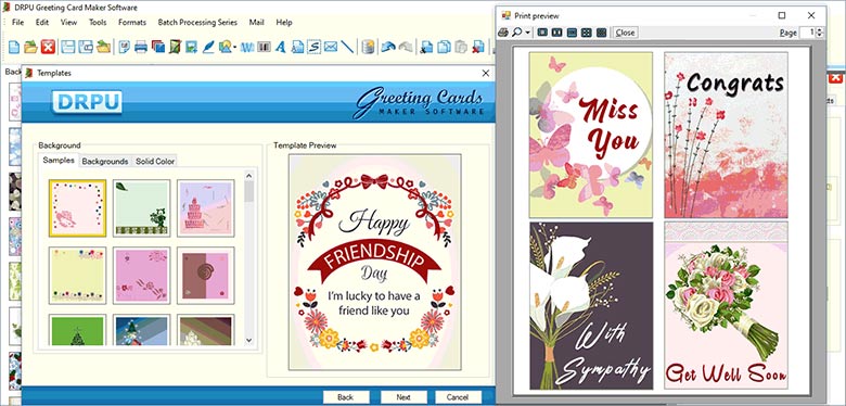 Screenshot of Photo Greetings Designing Software