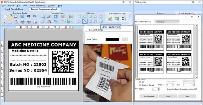 Screenshot of Pharmaceutical Label & Barcode Maker