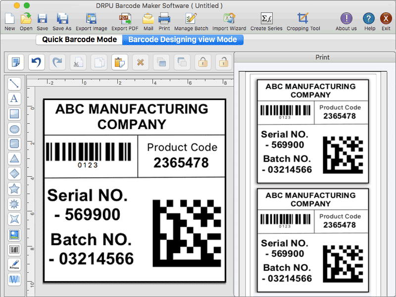 Screenshot of Mac OS Bulk Label Designing Software
