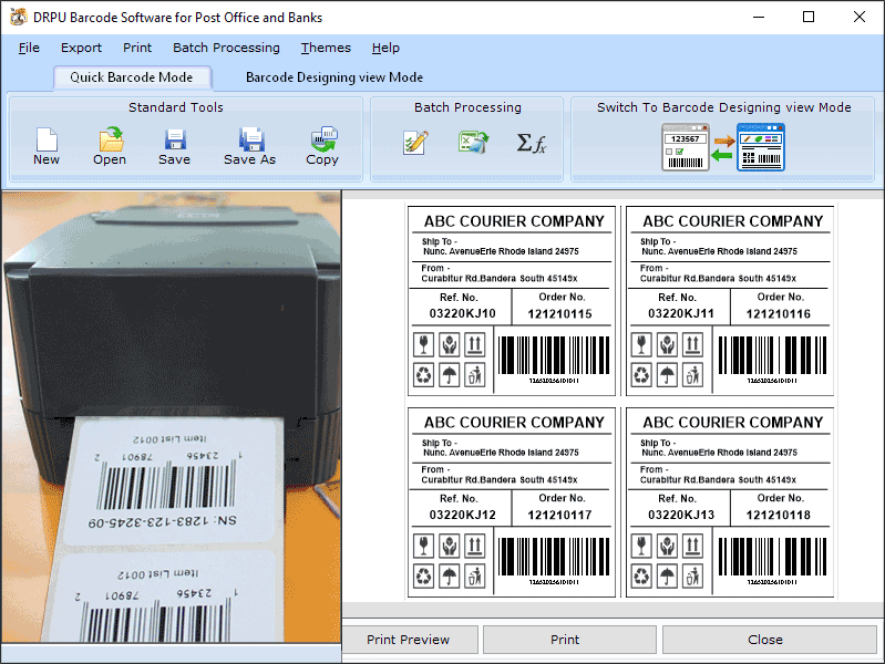 Screenshot of Barcode Software for Postal Services