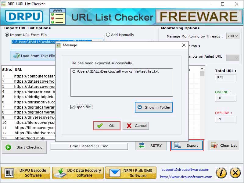 Free Download URL List Checker Software screenshot Free Download URL List Checker Software screenshot