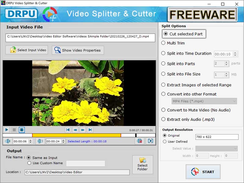 Screenshot of Video Splitter Software For Windows OS