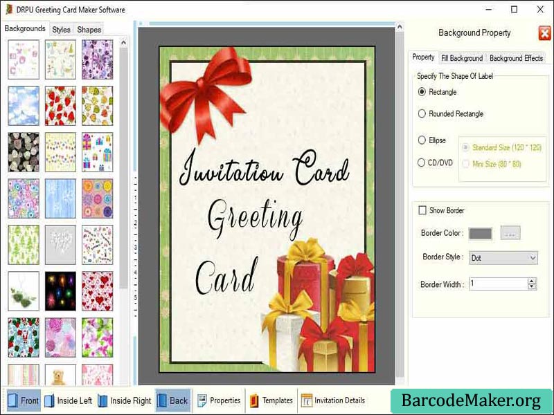 Software, print, create, generate, personalized, customized, seasonal, greeting, card, application, friend, wedding, Christmas, anniversary, birthday, occasion, text, messages, designing, objects, ellipse, images, rectangle, color, line