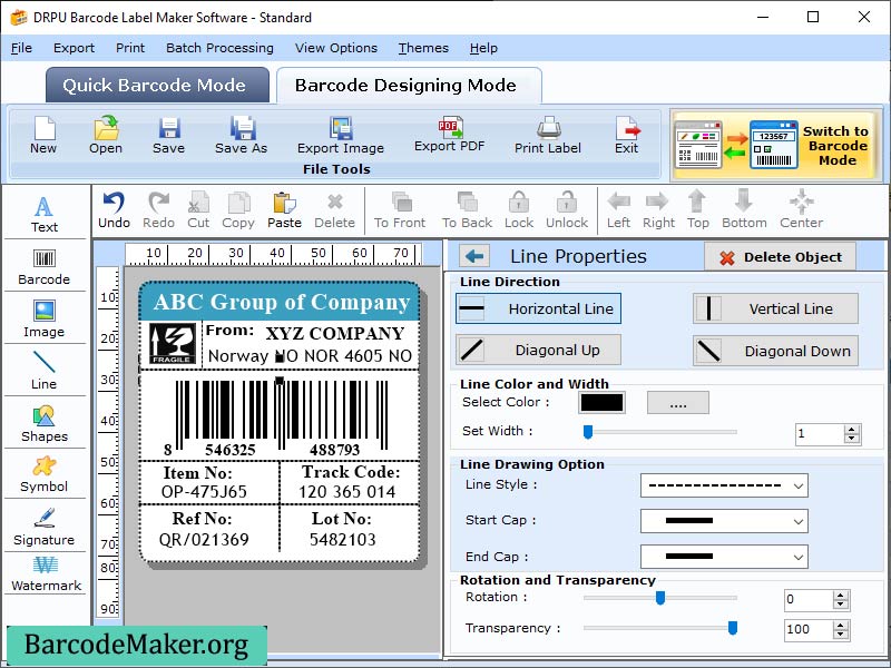 Screenshot of Barcode Maker Software